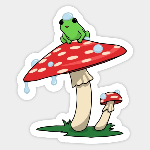 Frog on a Mushroom Sticker by SassyTiger